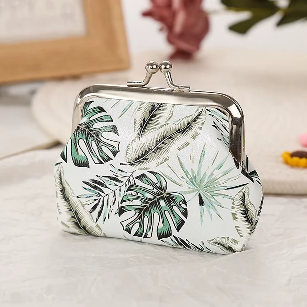 Porte-monnaie vintage à motif floral avec fermoir en métal