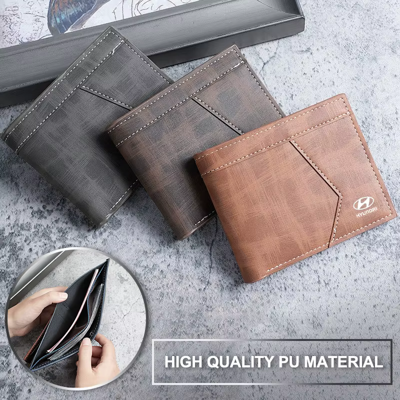 Portefeuille de très grande capacité avec logo de voiture, porte-cartes de crédit pour Hyundai Santafe I30 20 I10 Azera Tucson Accent Elantra Sonata N Line EV