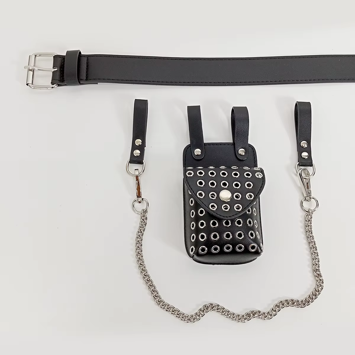 Mode Mini porte-monnaie multi-fonctionnel en cuir PU portefeuille argent ceinture sac Rivet petit multi-carte pochette pour femmes porte-carte