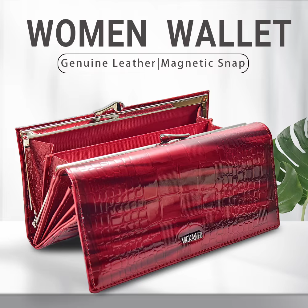 Portefeuille Long en cuir véritable pour femmes