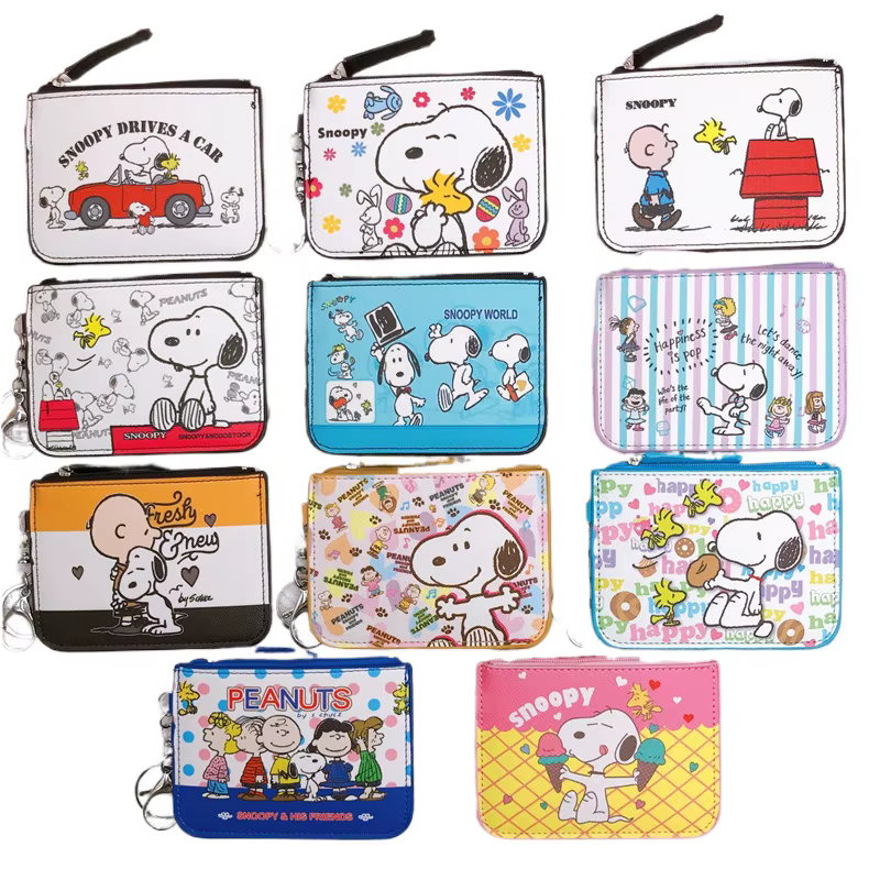 Snoopy porte-monnaie Charlie marron mignon portefeuille femmes loisirs Woodstock fermeture éclair porte-carte pochette pour monnaie dame cas filles