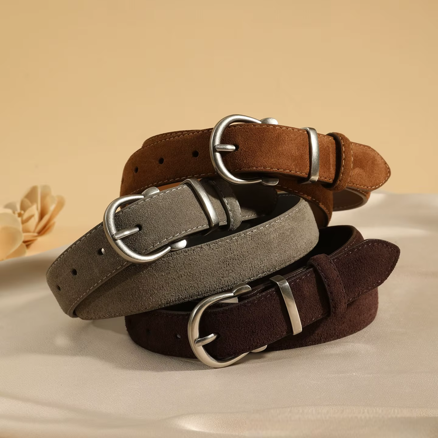 Ceinture en cuir suédé pour femmes