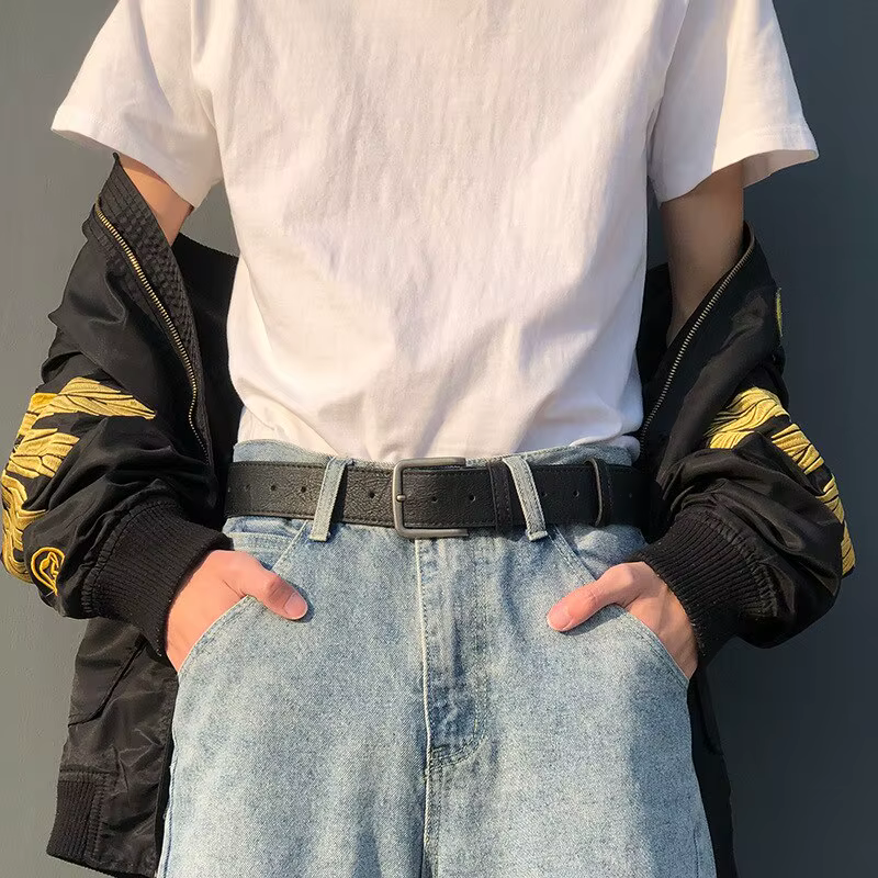 Hommes Pu Ceinture En Cuir Jeans Classique Réglable En Métal Pom Boucle