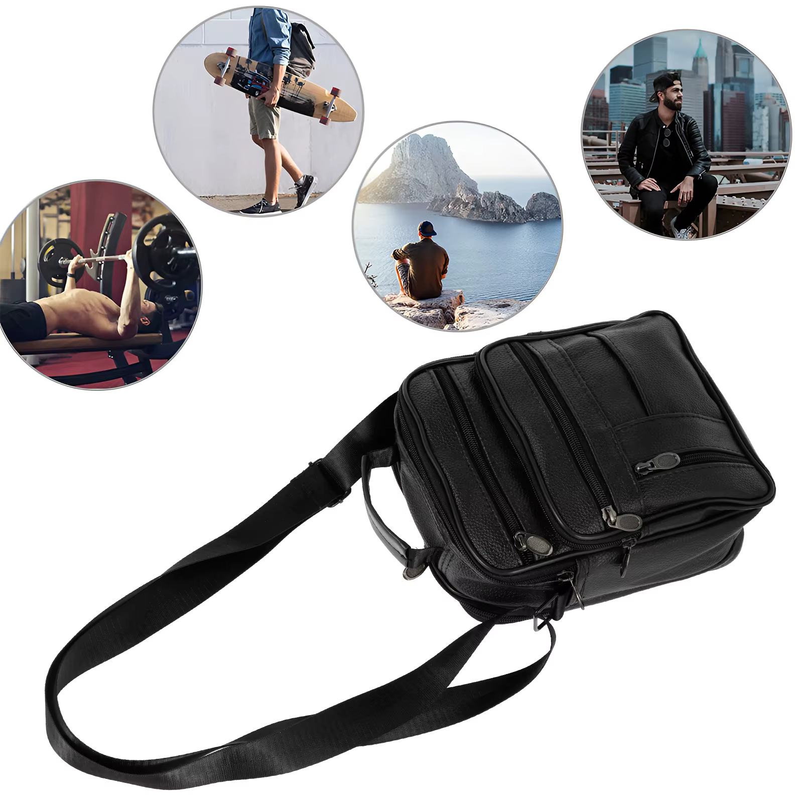 Sac à bandoulière en cuir pour hommes