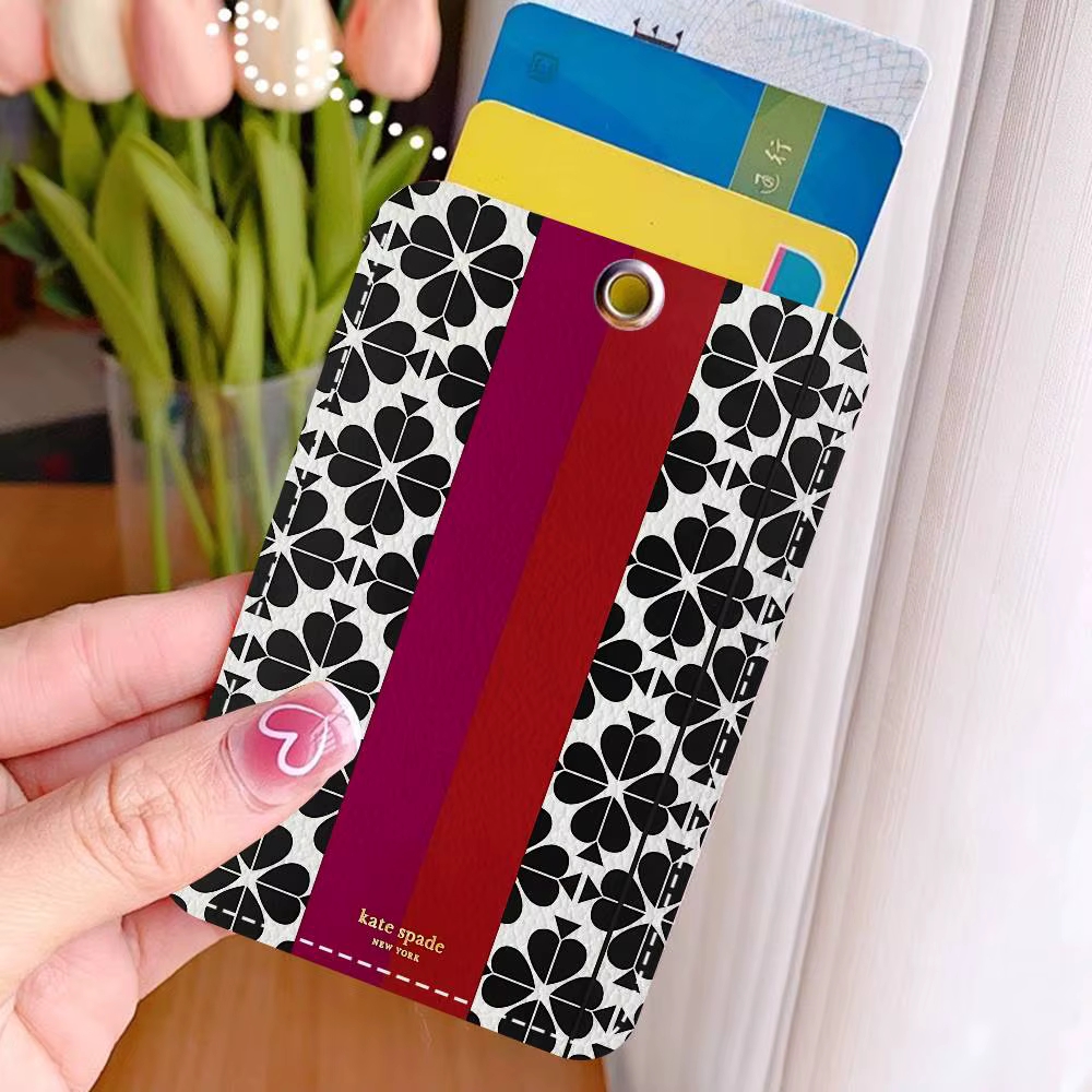 Porte-cartes d'accès en PU style fleur K-Kate-SpadeS avec porte-clés - Protection exécutive pour cartes bancaires