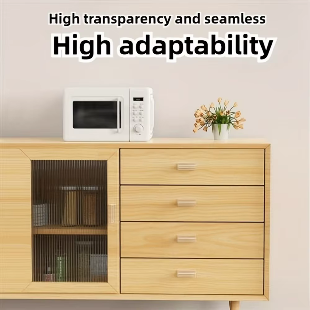 Poignées invisibles auto-adhésives transparentes en PU souple, 4 pièces, pour portes coulissantes, armoires de cuisine, portes en verre, poignées de tiroir