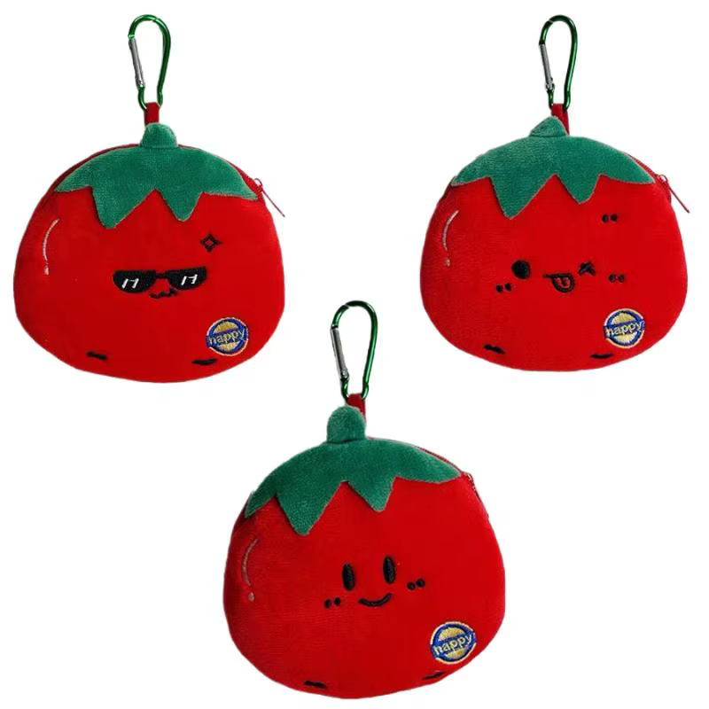 Porte-monnaie en peluche en forme de tomate