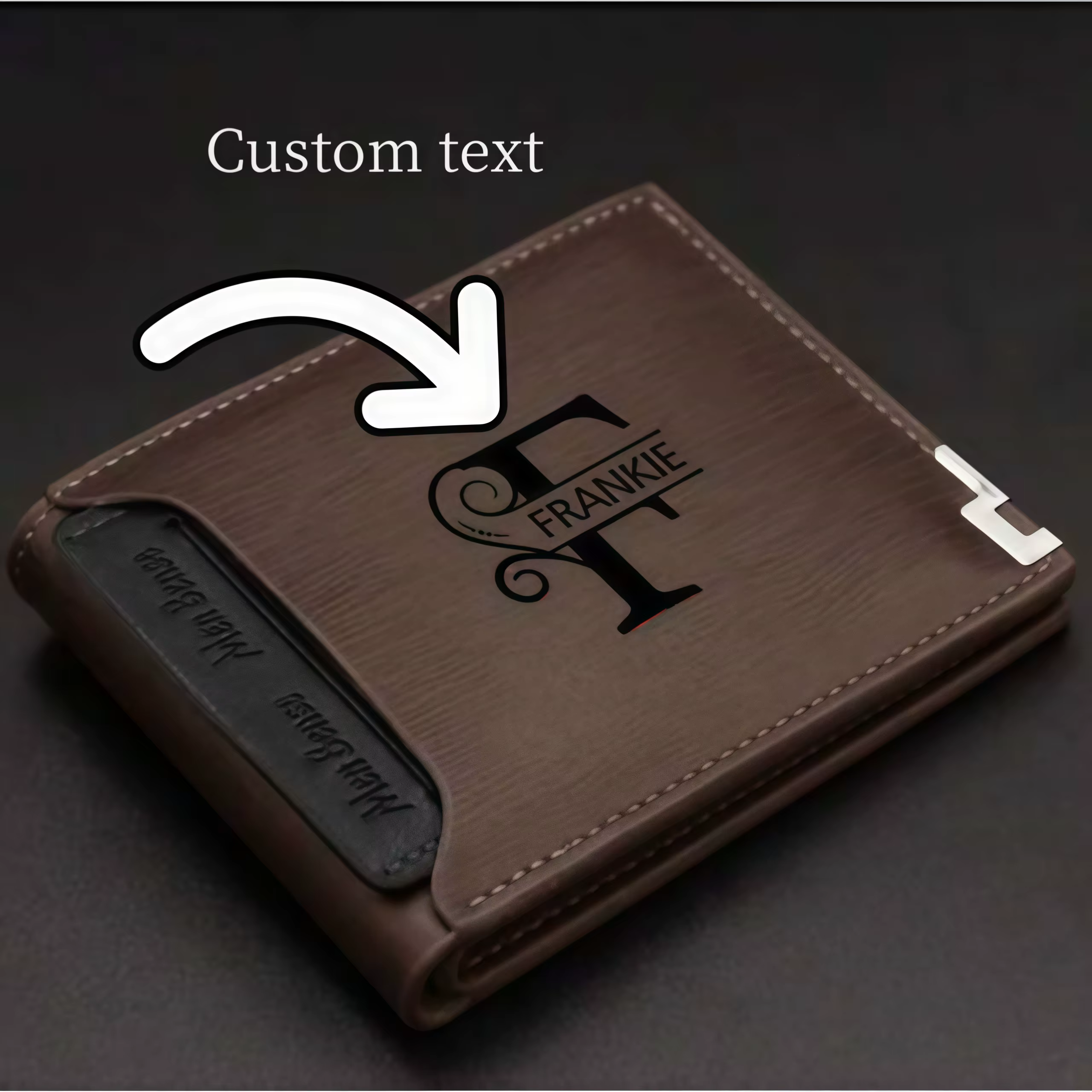 Portefeuille en cuir personnalisé pour homme – Nom ou monogramme gravé sur mesure