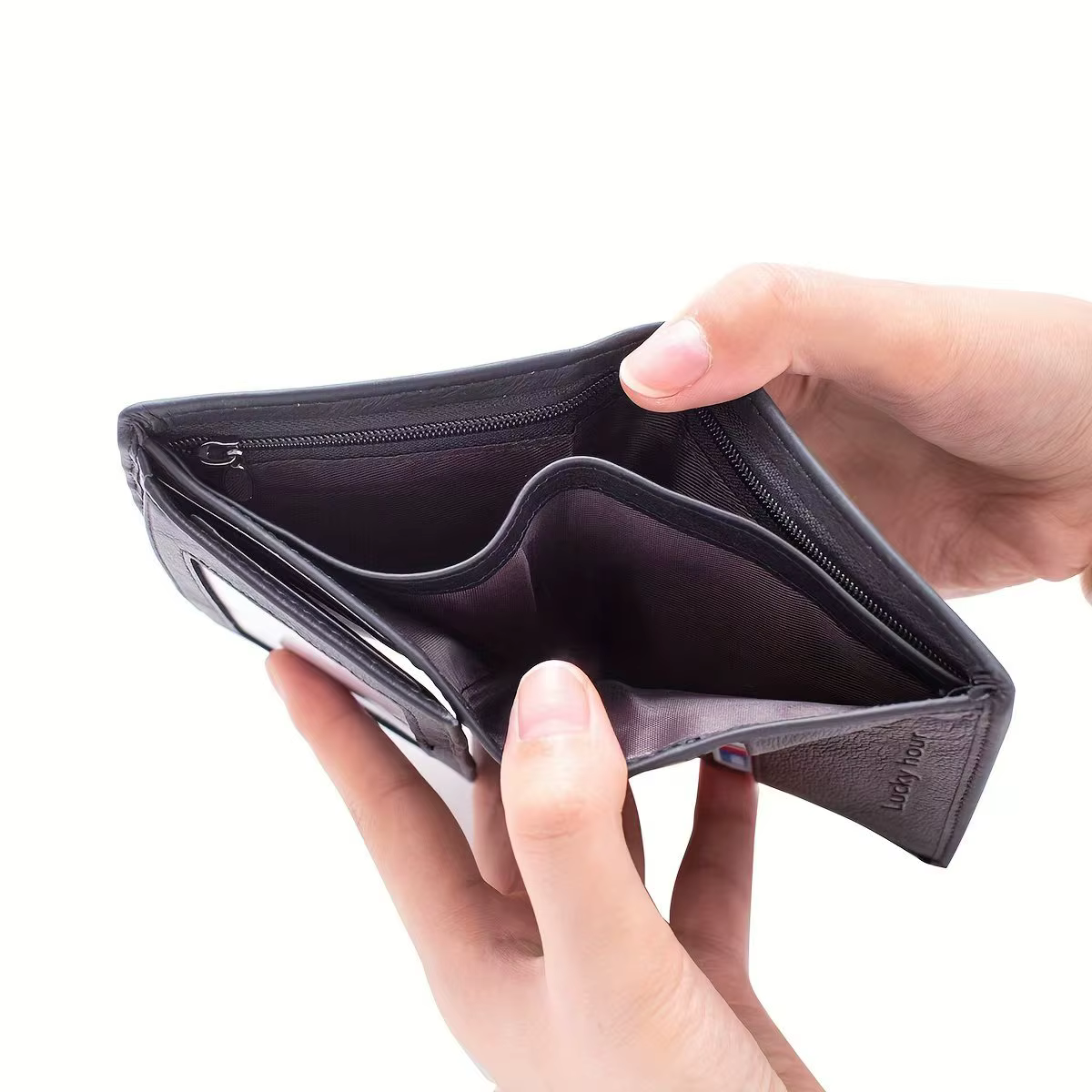 Portefeuille pour hommes en cuir véritable à fente multi-cartes, design compact minimaliste, portefeuille léger et portable, simple et pratique