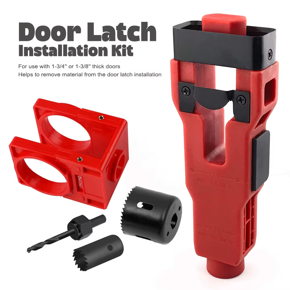 Kit d'installation de loquet de porte | Pour portes de 1-3/4" et 1-3/8" | Outil de sciage à trous pour mortaiser les loquets de porte