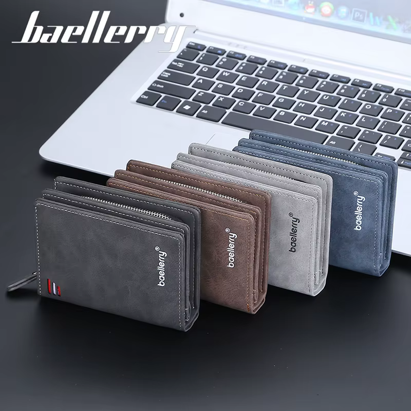 Baellerry nouveaux hommes portefeuilles de haute qualité marque porte-carte court mâle sacs à main fermeture éclair