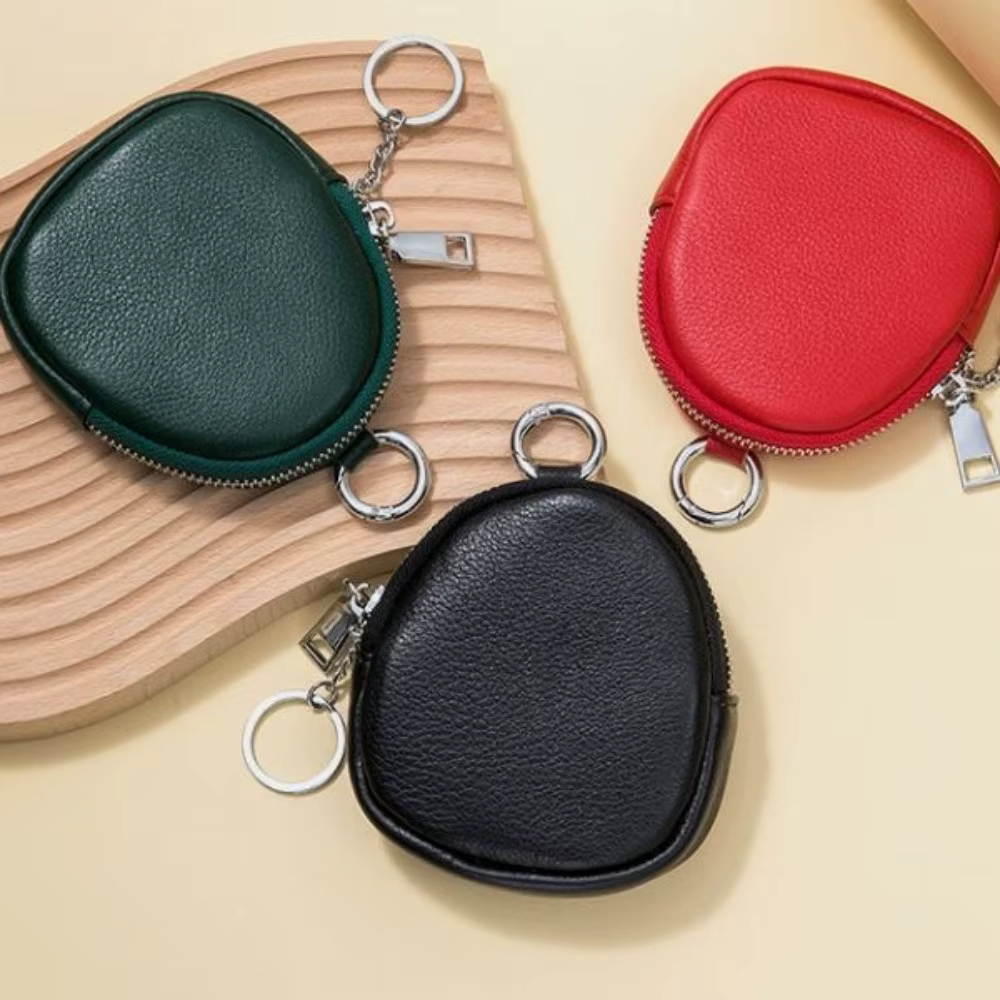 Mini porte-monnaie Portable couleur unie avec porte-clés porte-carte portefeuille fermeture éclair sac d'argent
