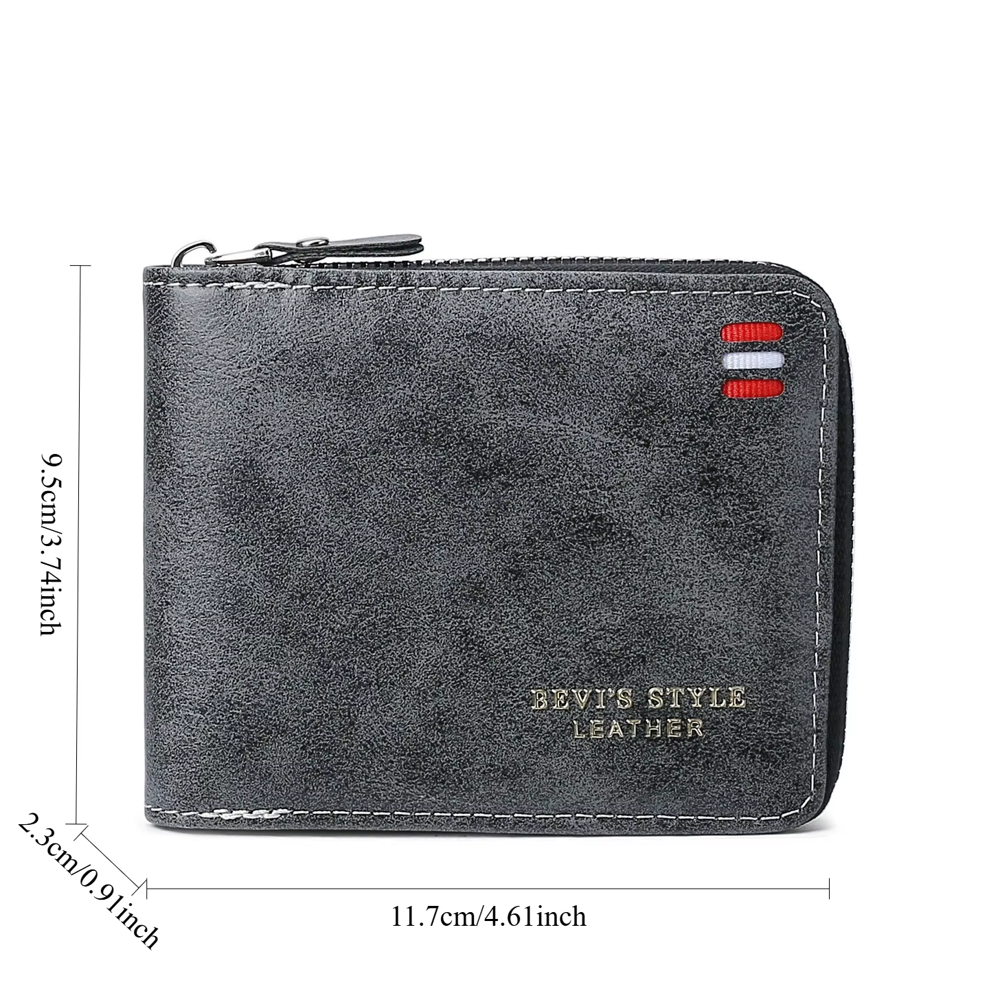 Portefeuille court vintage pour hommes – Porte-monnaie à trois volets avec fermeture éclair, sac d'argent avec chaîne de taille à boucle décontractée, portefeuille zéro pour étudiants et cadeau pour p