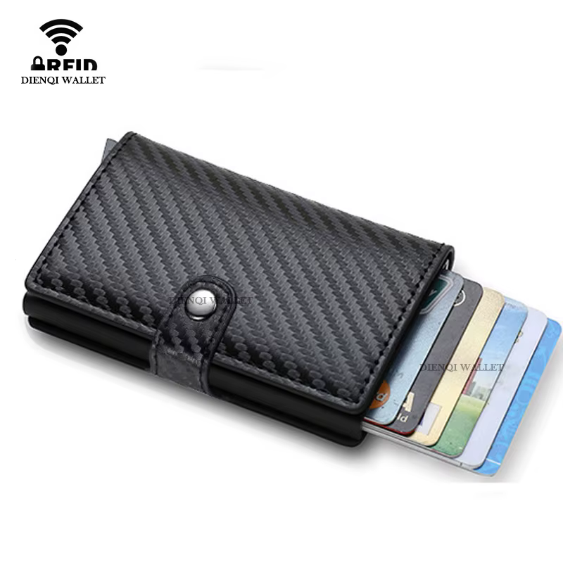 Personnaliser fibre de carbone pour hommes portefeuilles porte-carte de crédit Rfid métal mince