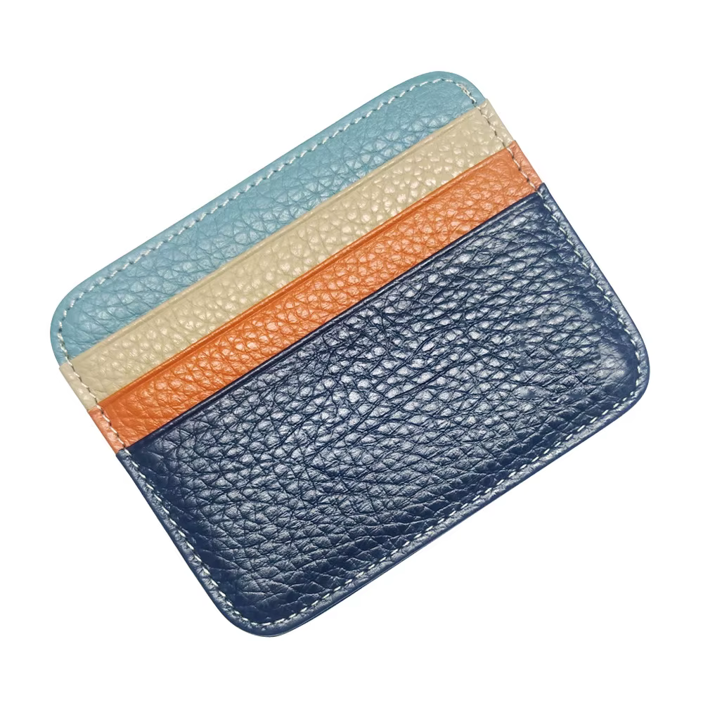 Porte-cartes en cuir véritable, portefeuille de luxe pour cartes, porte-cartes de visite, portefeuille fin et petit, sac à cartes en peau de mouton pour hommes et femmes