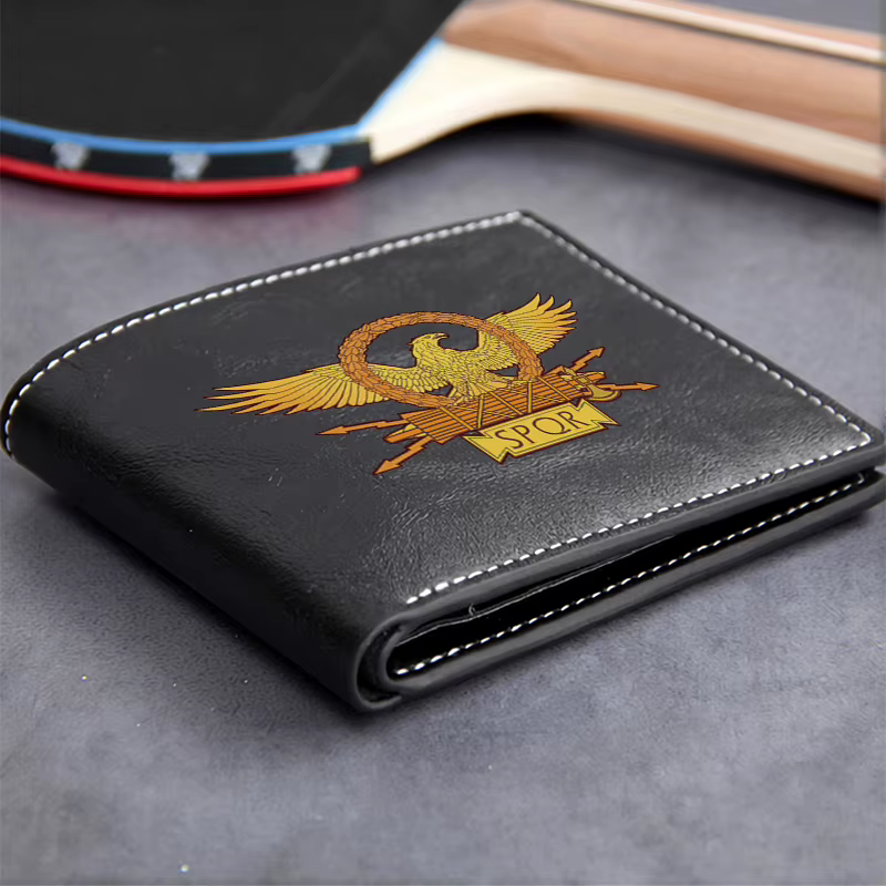 Portefeuille en cuir PU SPOR Eagle Emblem pour homme