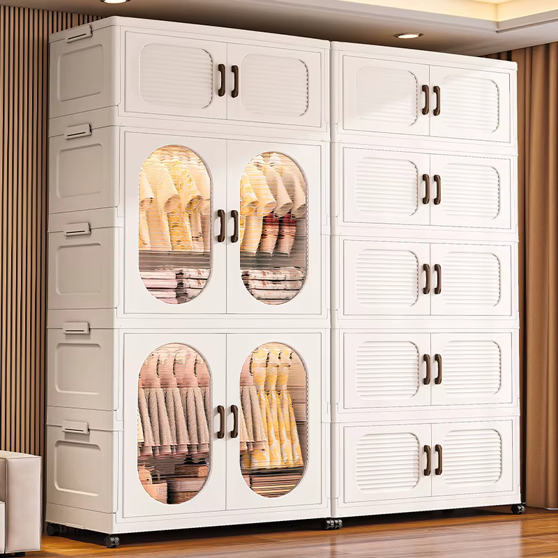 Armoire pliable à double porte de 60 cm avec roulettes – Rangement à fermeture magnétique de grande capacité pour vêtements/couettes, chambre à coucher/salon