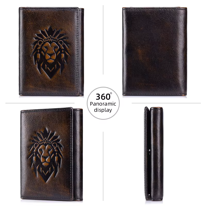 Portefeuille Vintage à trois volets pour hommes