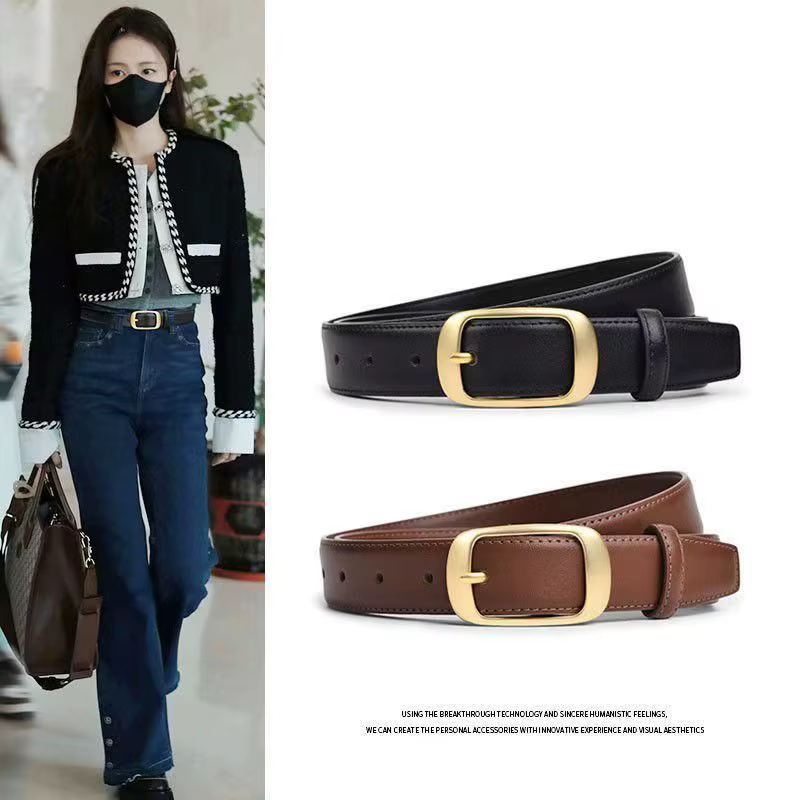 Lot de 2 ceintures réversibles en cuir PU pour femmes