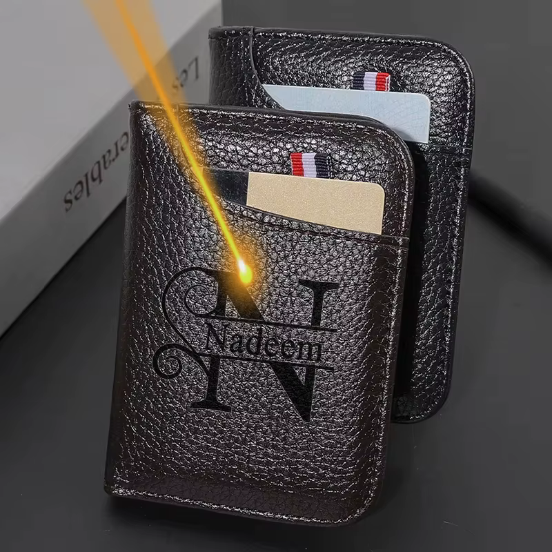 Portefeuille personnalisé ultra-fin en cuir PU souple pour cartes de crédit