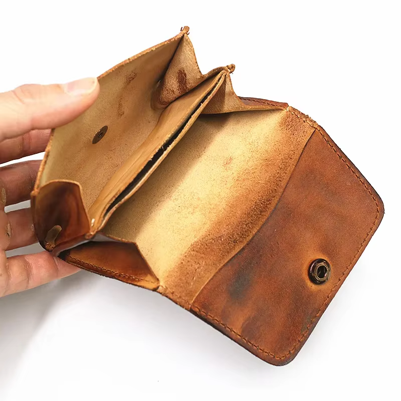 Portefeuille en cuir véritable pour hommes femmes marque Vintage fait à la main court petits portefeuilles