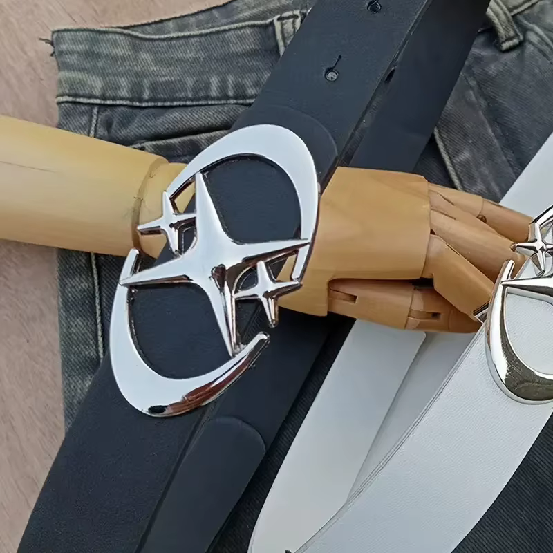 Ceinture à boucle ovale à Double croissant de lune