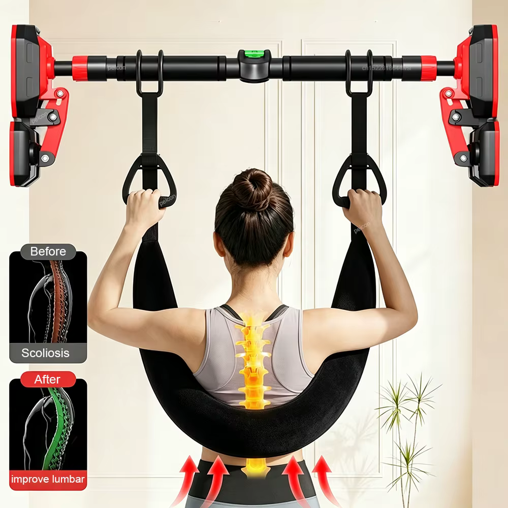 Ceinture de traction lombaire portable, ceinture de traction cervicale suspendue, dispositif ergonomique d'étirement du dos et de la colonne vertébrale pour les douleurs lombaires