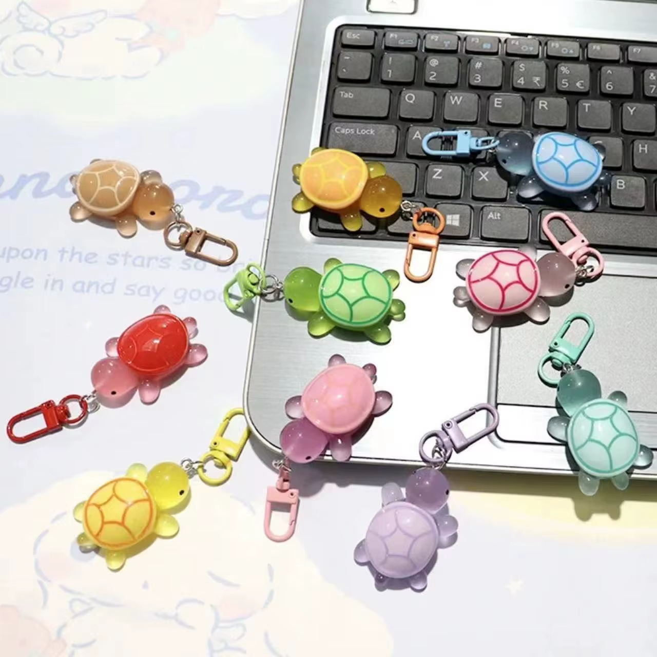 Porte-clés tortue mignon qui brille dans la nuit pour femmes et filles