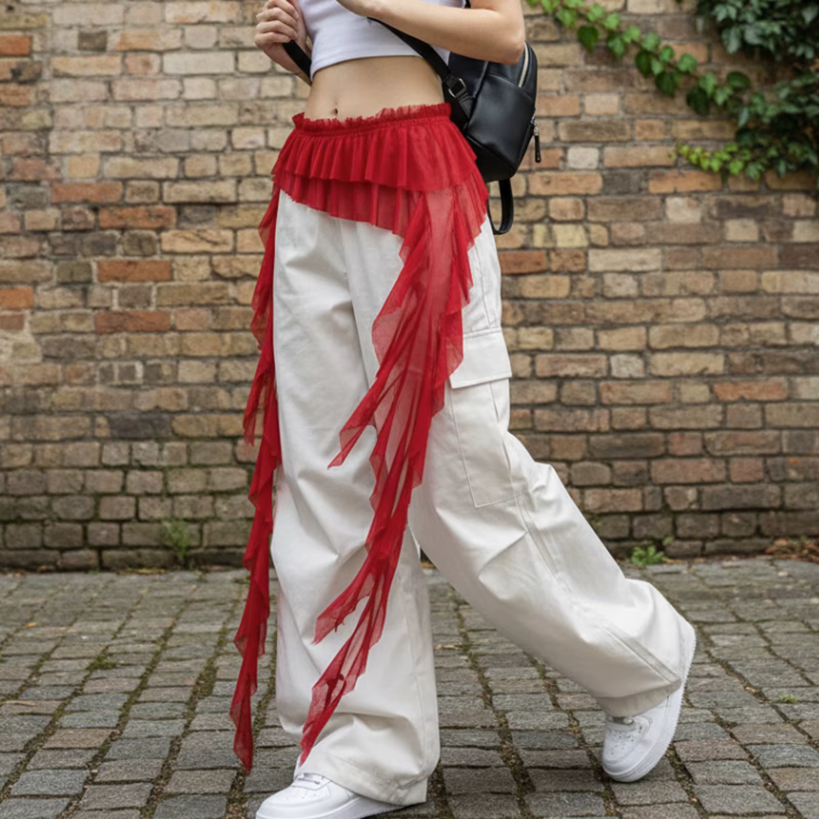 Foulard de taille tendance pour femme, élégant, couleur unie, asymétrique, à volants, pour soirée et carnaval