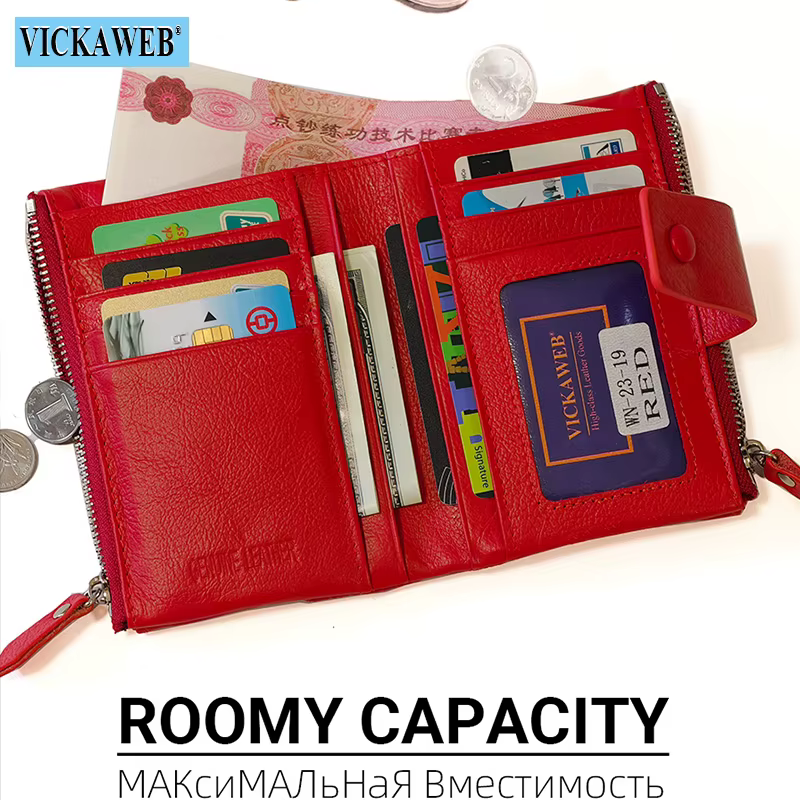 VICKAWEB Mini portefeuille femmes court en cuir véritable portefeuilles mode solide moraillon portefeuille femme petite fermeture éclair femme portefeuilles et sacs à main