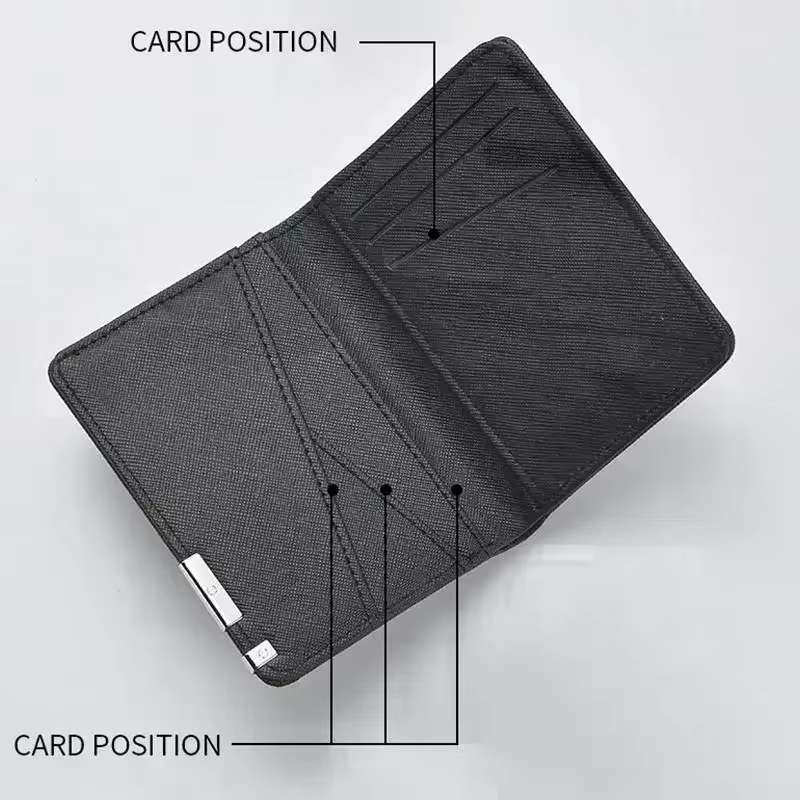Portefeuille fin en similicuir noir de style professionnel avec plusieurs emplacements pour cartes