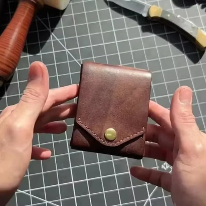 Portefeuille Compact multifonctionnel en cuir fait à la main