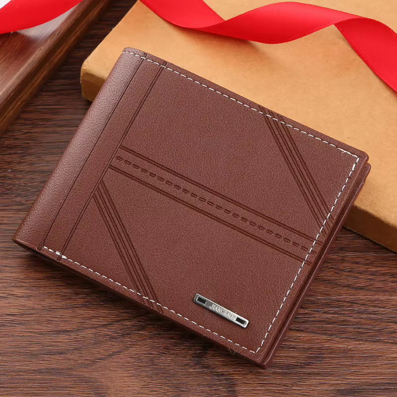 Portefeuille en cuir souple horizontal pour hommes
