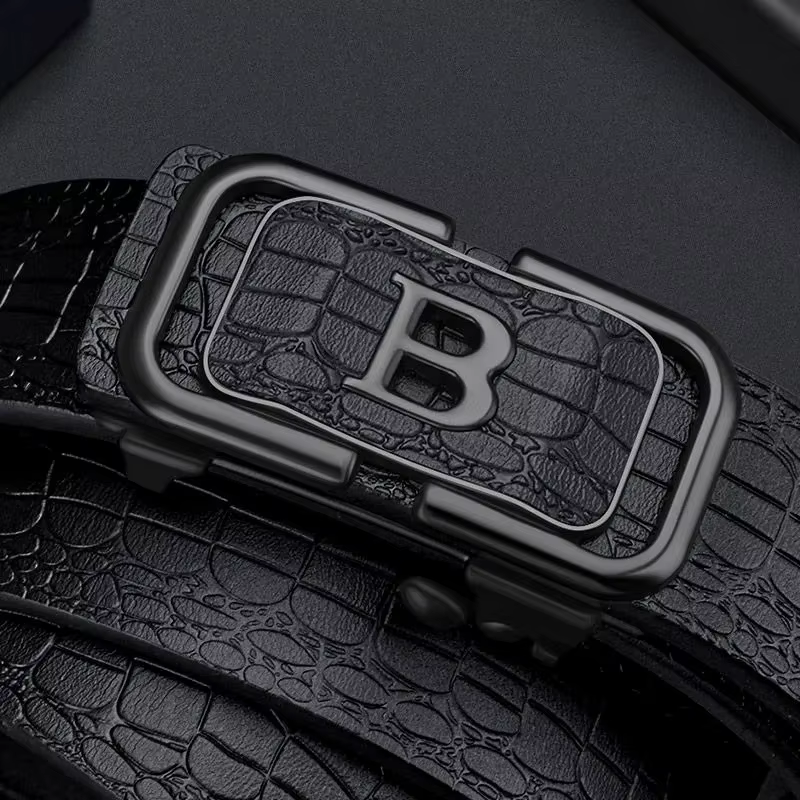 Ceinture à boucle automatique motif Crocodile pour hommes