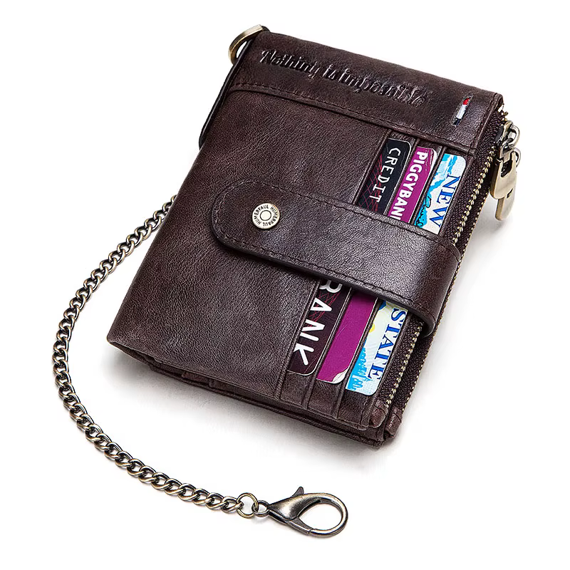 Portefeuille décontracté en cuir véritable pour homme