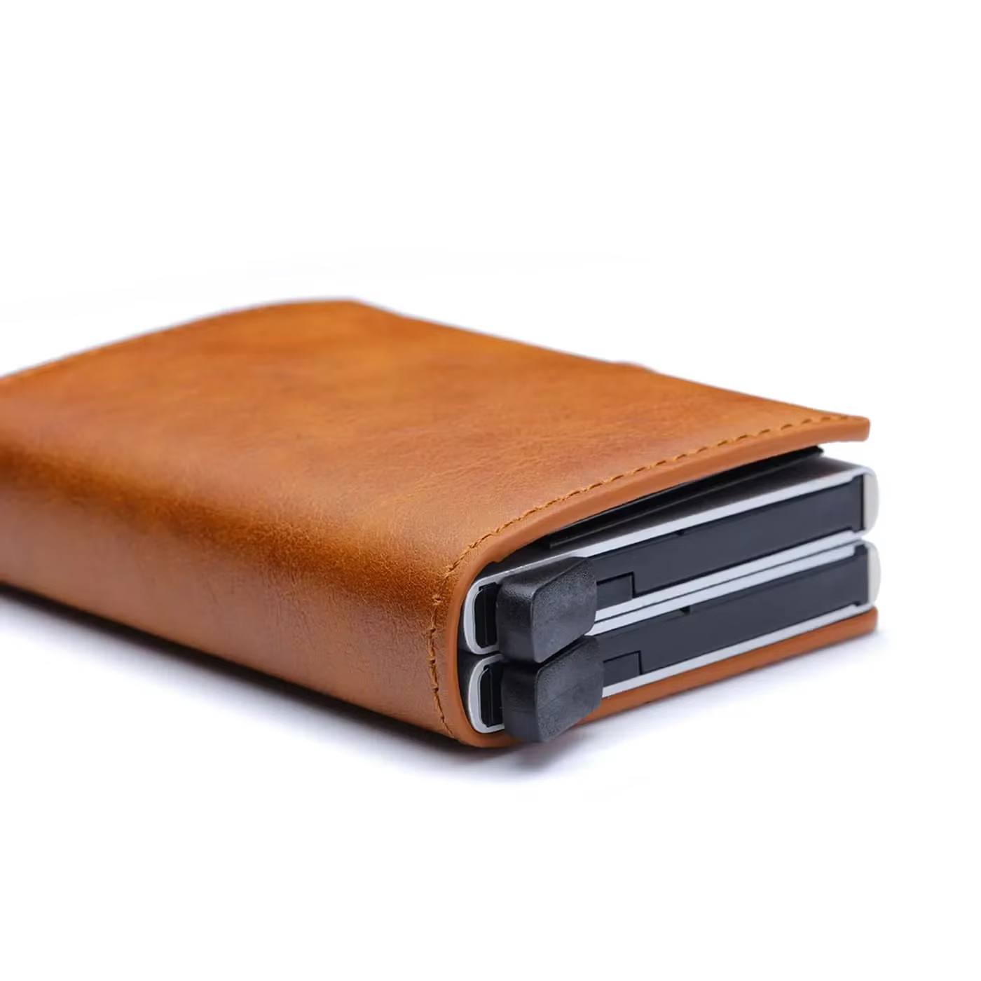 Portefeuille double couche en fibre de carbone pour hommes - Gravure de nom gratuite - Mini porte-carte bloquant RFID (12-14 emplacements) - Petit porte-monnaie