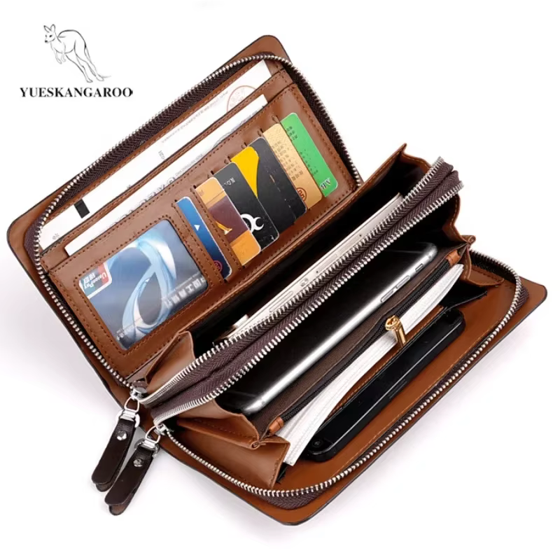 Portefeuille long en cuir PU pour hommes