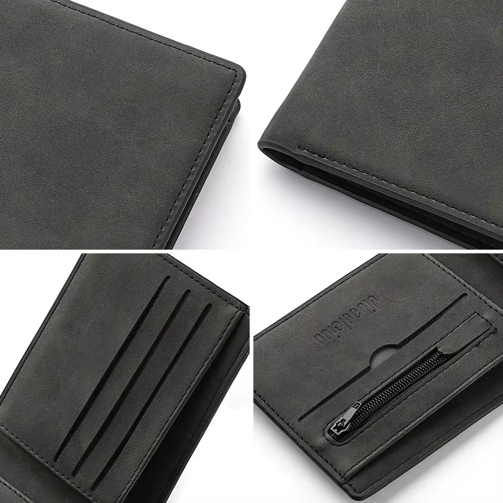 Multi-carte 2025 fente hommes portefeuille en cuir portefeuilles petits porte-monnaie conception Dollar prix haut hommes mince portefeuille avec sac à monnaie fermeture éclair