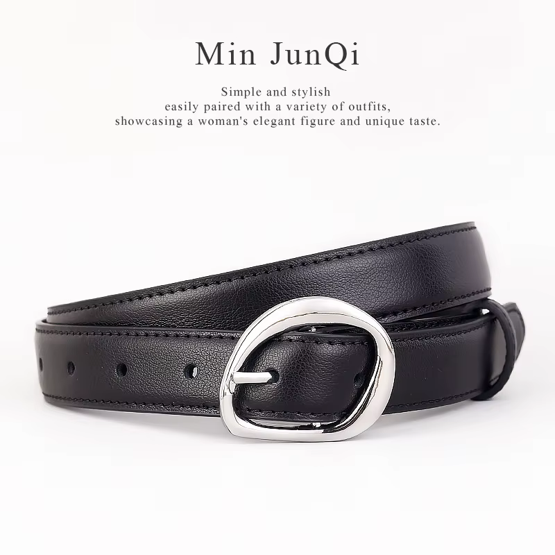 Ceintures de taille en cuir de vache uni noir marron pour femmes