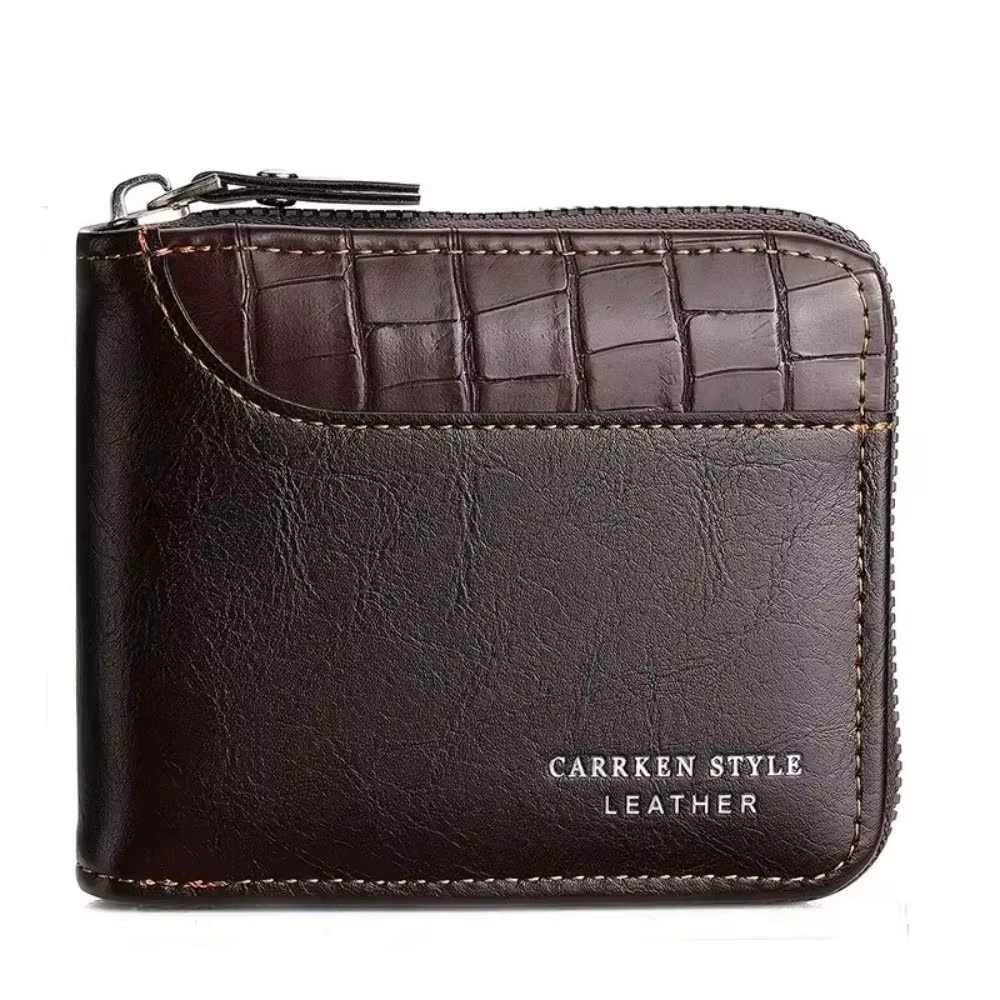 Nouveau portefeuille en cuir PU pour hommes fermeture éclair luxe