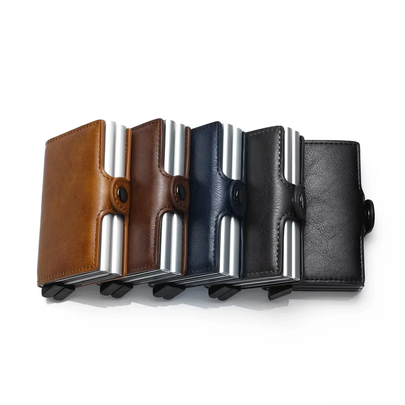Portefeuille double couche en fibre de carbone pour hommes - Gravure de nom gratuite - Mini porte-carte bloquant RFID (12-14 emplacements) - Petit porte-monnaie