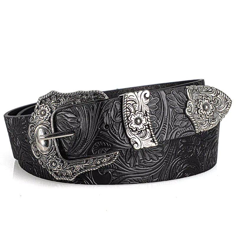Ceinture rétro pour hommes et femmes, style bohème - avec boucle en strass, accessoire de mode street punk rock hip hop