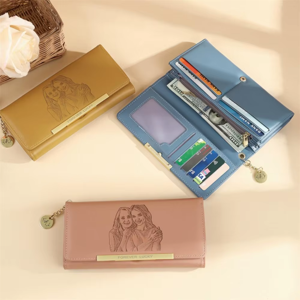 Portefeuille personnalisé pour femme avec photo et texte