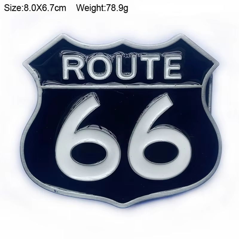 Boucle de ceinture ROUTE 66, style western décontracté et tendance