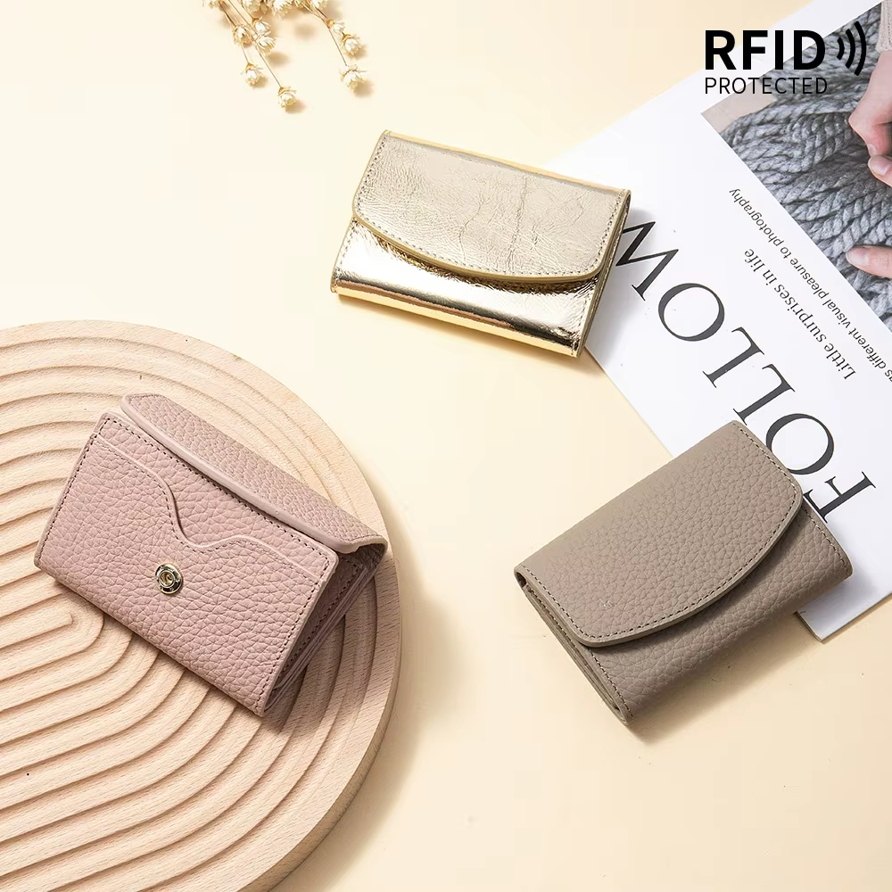 Nouveau portefeuille court en cuir véritable pour femmes