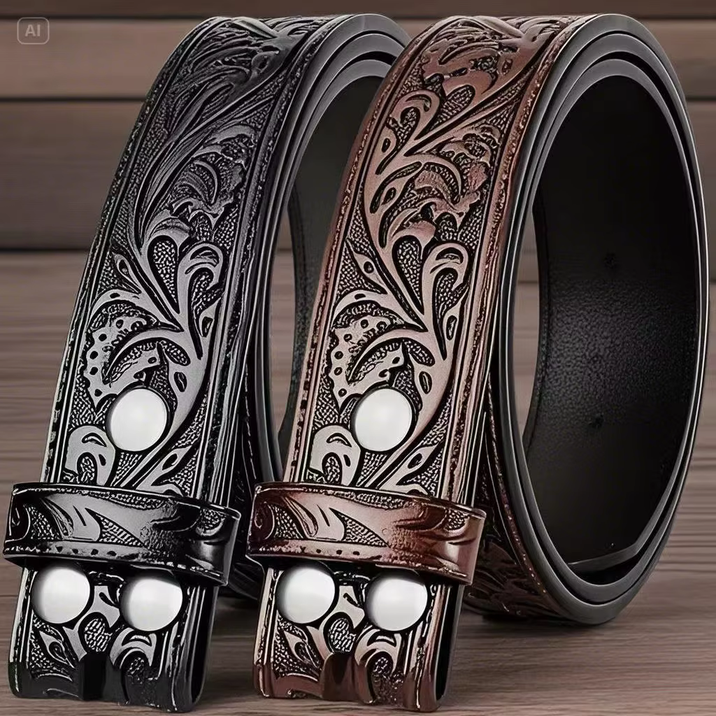 Ceinture rétro en cuir véritable pour hommes et femmes