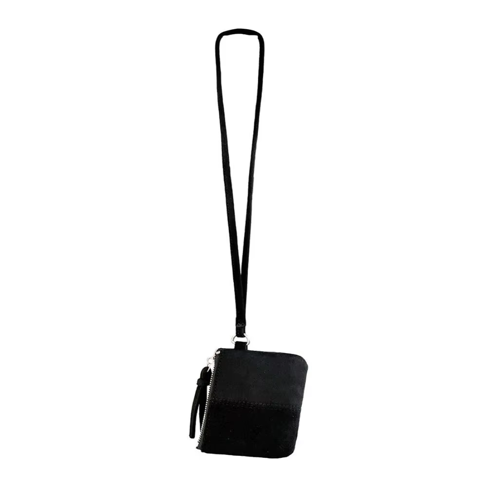 Porte-monnaie portable en daim imprimé léopard pour femme