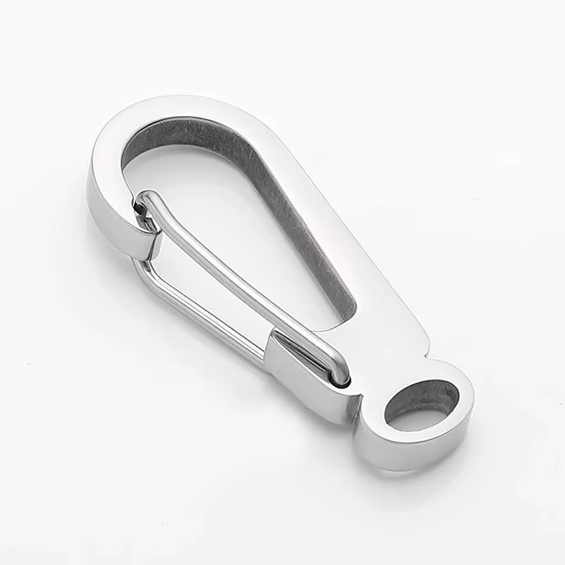 Porte-clés mousqueton en fer à cheval avec anneau en D, en acier inoxydable poli, pour clés de voiture et de maison, organisateur de clés polyvalent Durable