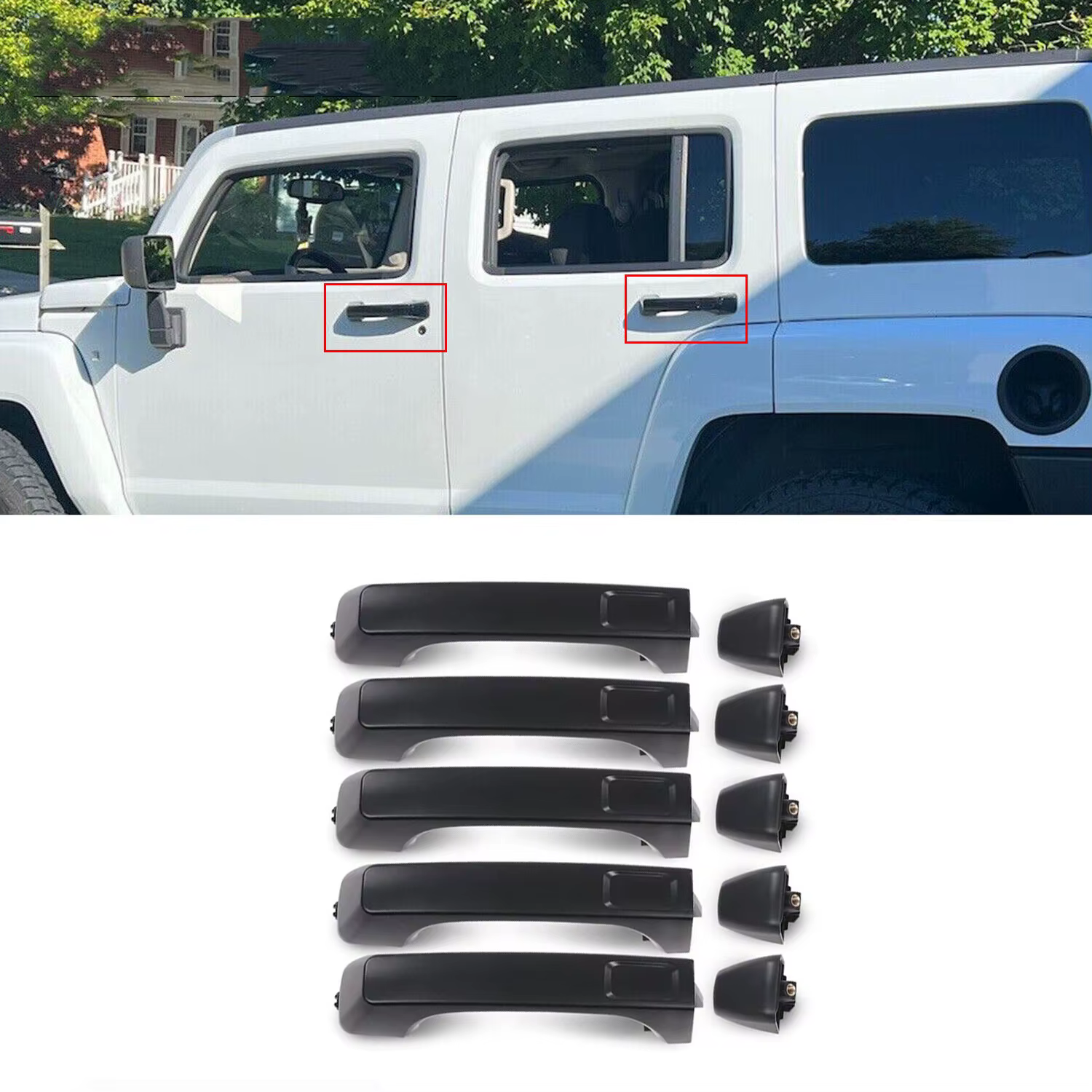 Lot de 5 poignées de porte noires pour Hummer H3 H3T 2006 – 2010, bouton de porte extérieure avant et arrière 15296933 15794314 25957909 25957911 83403