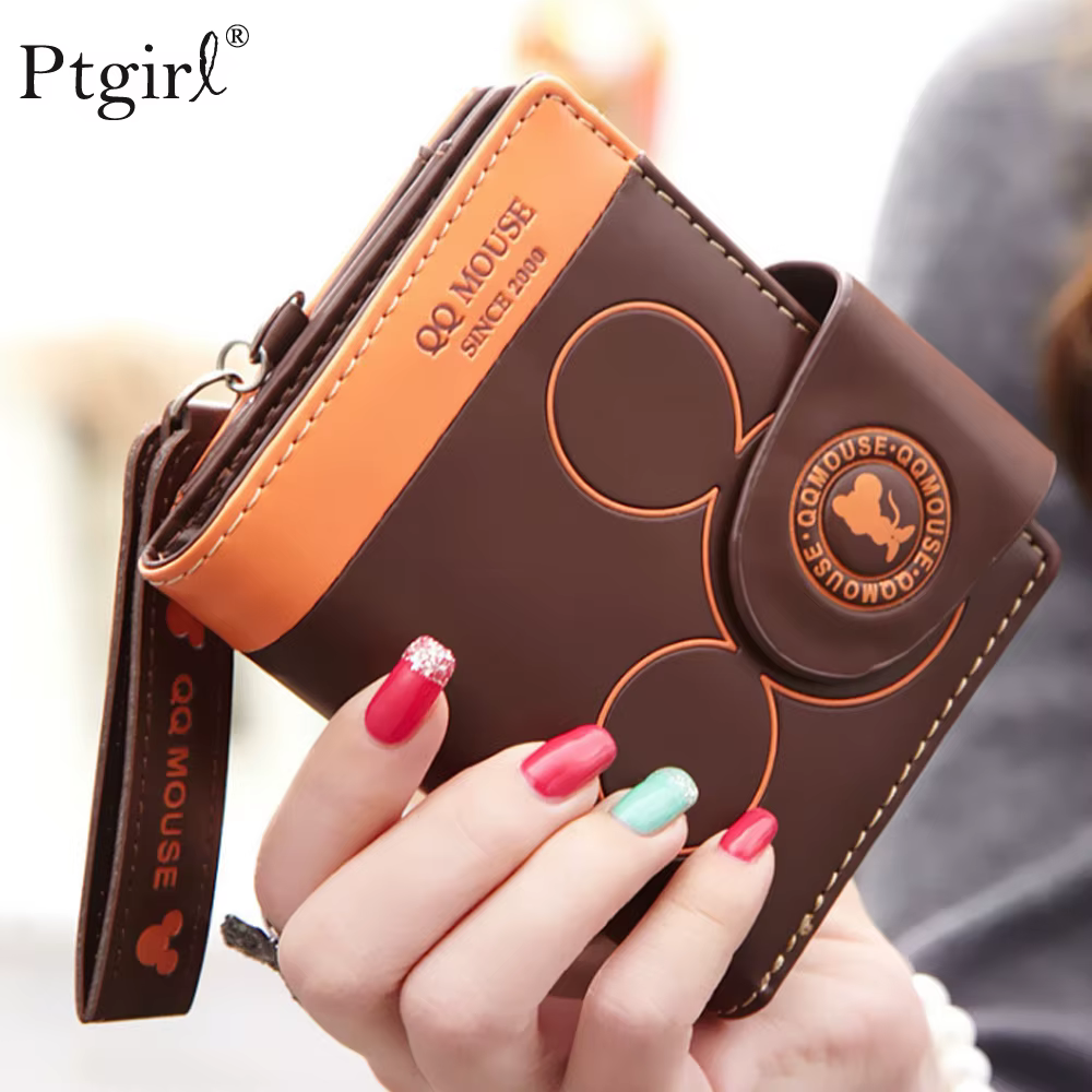 Femmes petit portefeuille dessin animé mickey mignon porte-monnaie 2025 moraillon porte-carte